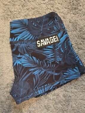 Savage Barbell Gym Shorts Blue Black Sz Large